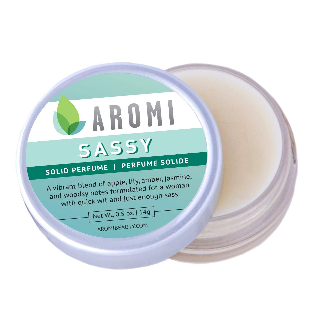Aromi Sassy Solid Perfume | Fresh, Fruity Fragrance, Vegan, Cruelty-free, Clean Scent, Apple, Jasmine, Amber, Wax Based, Travel, Gift, Handmade (Sassy)