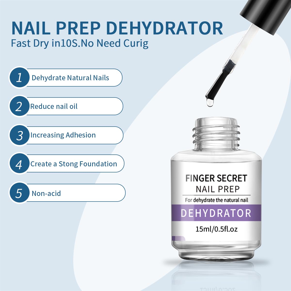 Professional Nail Prep Dehydrator and X-Strength Set for Nails, Non-acid and No Burn Fast Air Dry, For Natural Nail & UV Gels Acrylic Powder Application.