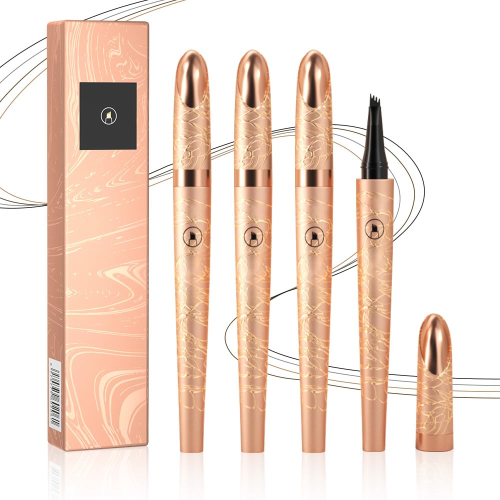 Microblading Eyebrow Pencil, 2025 New Waterproof Eyebrow Pencil, Premium Microblading Eyebrow Pen with 4 Tip, Long-Lasting Natural Magic Eyebrow Makeup Fine Stroke Eye Brow Pen for Women (All-4Pcs)