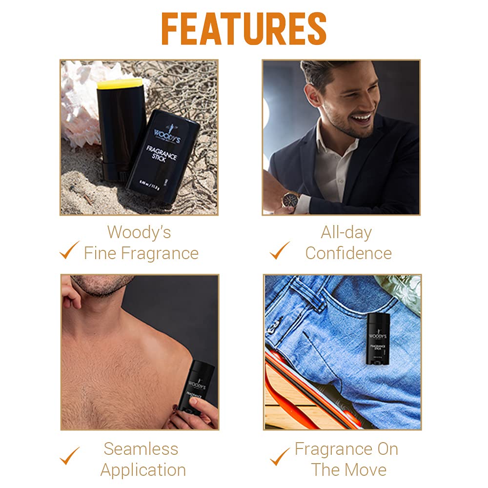 Woody's Fragrance Stick, Solid Perfume for Men, 0.5 Ounce, 2-Pack