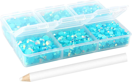 Multi Size 3mm 4mm 5mm Rhinestones Set for Nails Crafts Sky Blue Non Hotfix Rhinestones Nail Gems Rhinestone Jelly AB&Round Flat Back Resin Rhinestone for Makeup Clothes Shoes Eyes Bottles Crafts