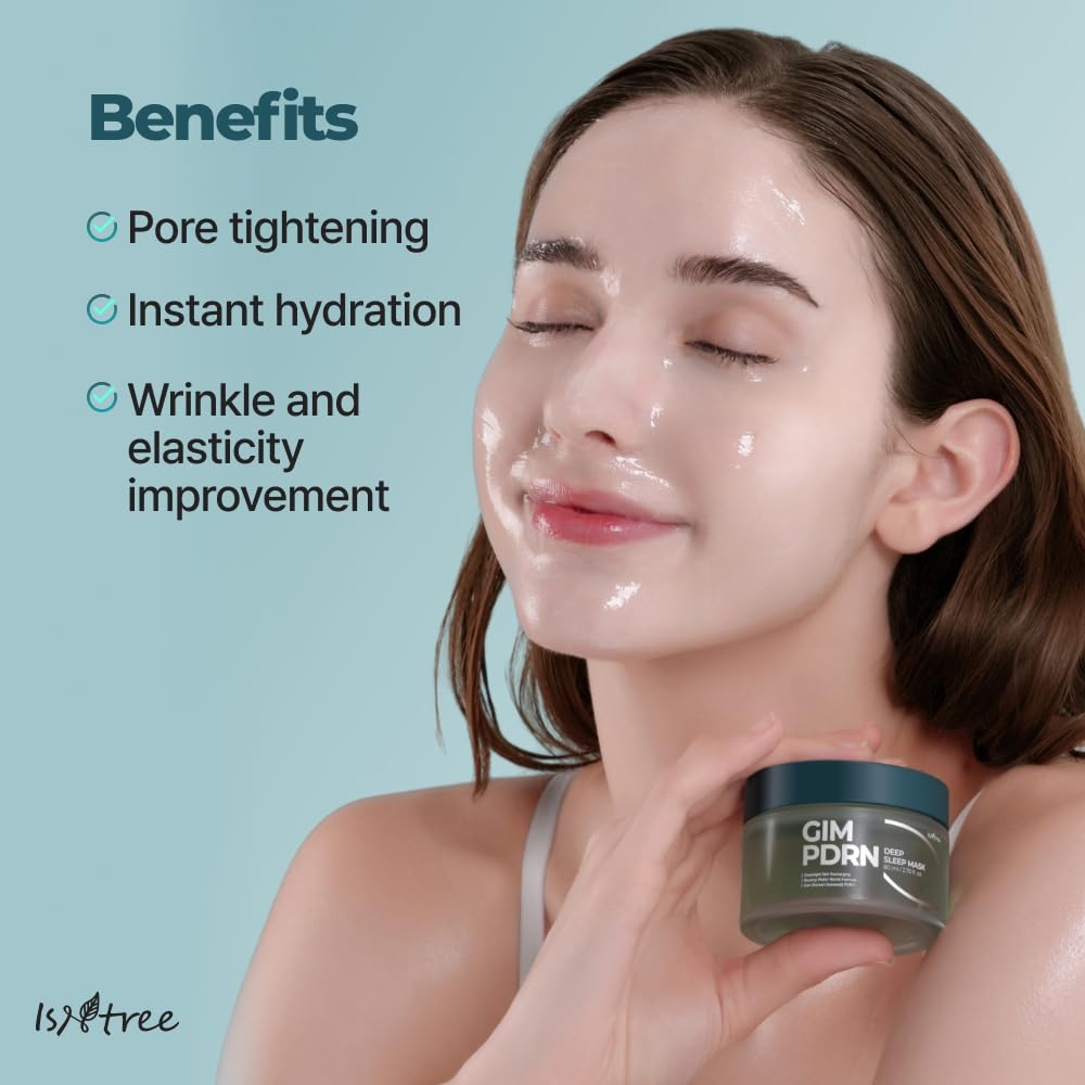 IsNtree Gim PDRN Deep Sleep Mask 80ml, 2.7 fl oz | Korean SEAWEED Skincare Sleeping Mask gel | Night Cream | Facial Mask | Overnight Gel mask for Hydration & Skin Bounce