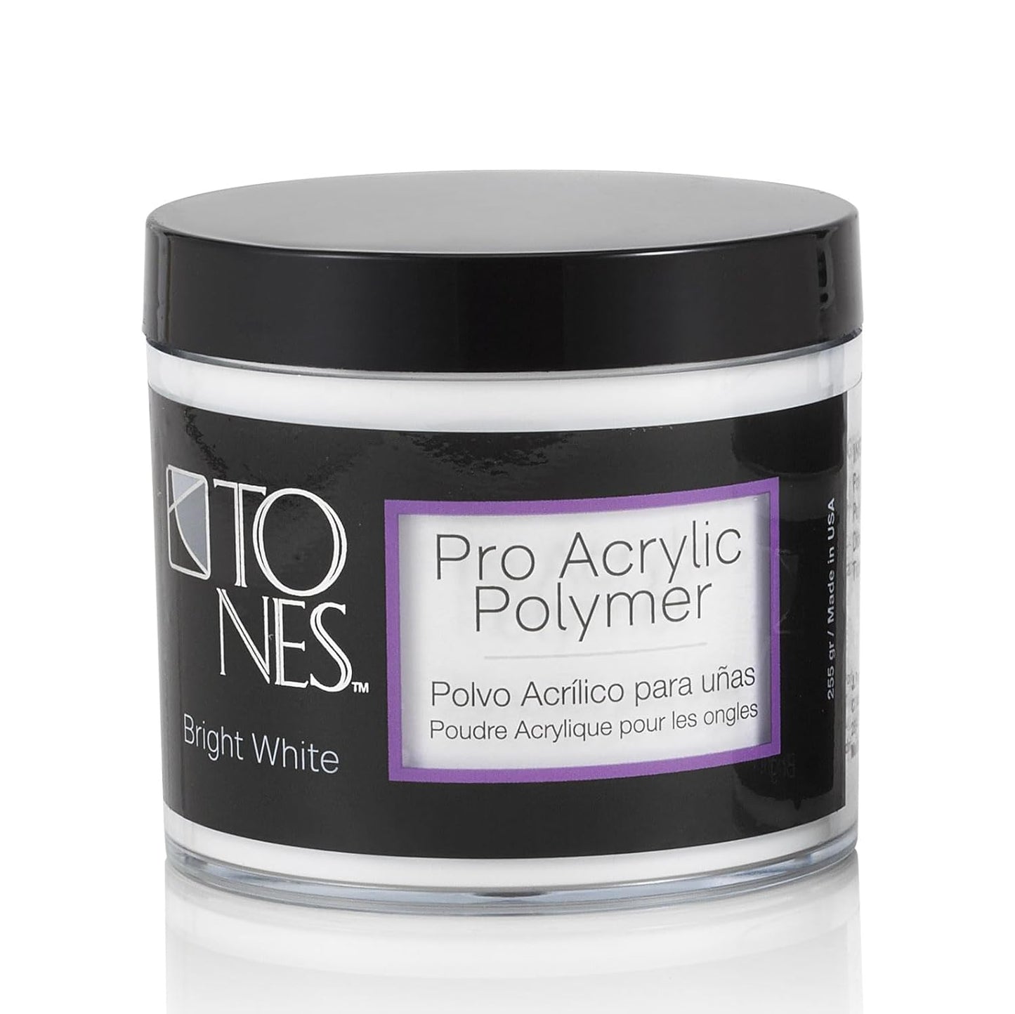 Tones Pro Acrylic Nail Powder, Sparkling Bright White (Opaque Off-White), (8.5 Fl Oz) - Long-Lasting & Non-Yellowing Polymer for Salon Quality Nail Extensions & 3D Art