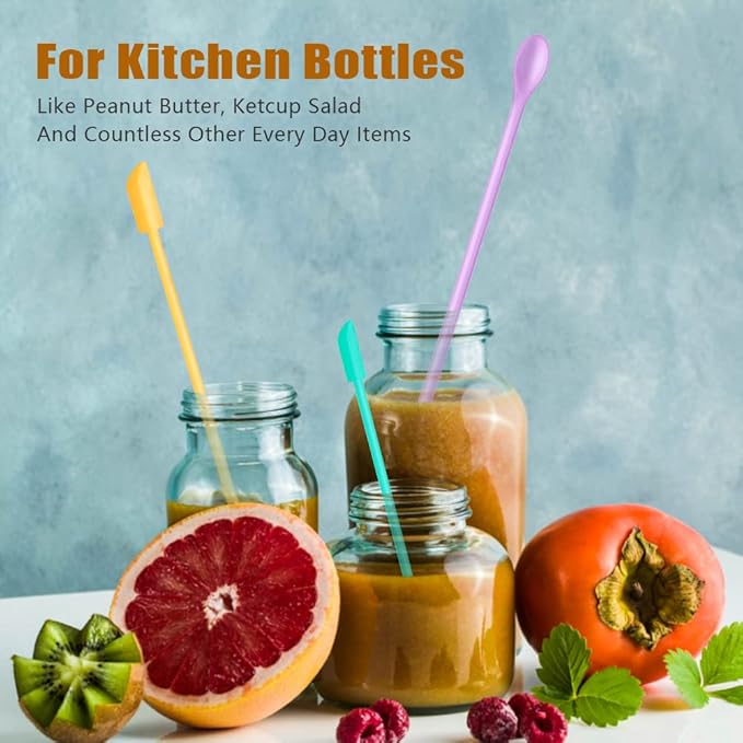 Silicone Spatula Set (6Pcs) - Mini Scraper Tool for Beauty & Food （Reach Every Last Drop - Multi-Size Spatulas for Makeup Jars, Lotion Bottles & Kitchen Containers）