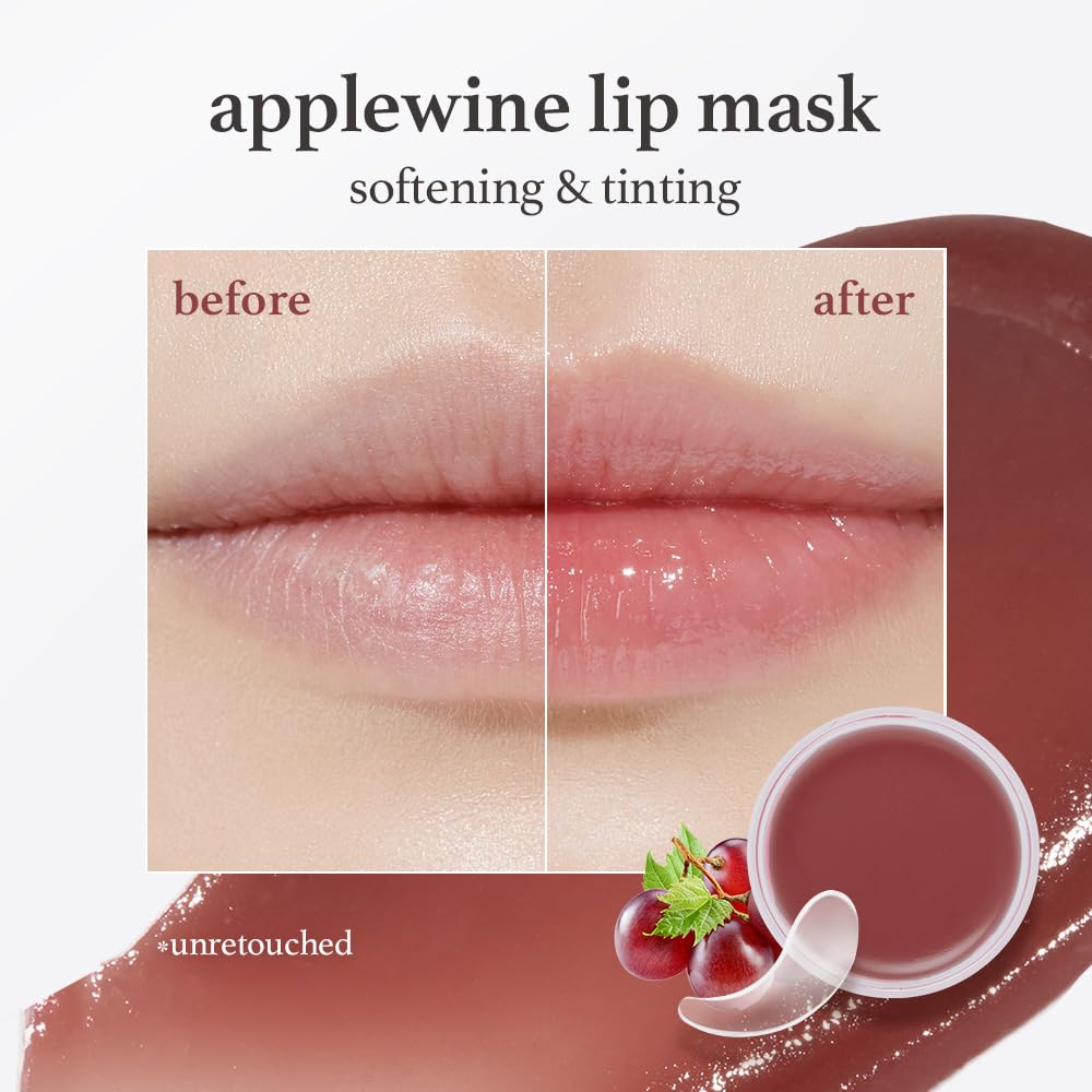 NOONI Vegan Applewine Lip Mask Overnight – Hydrating Lip Balm & Butter with Shea Butter & Vitamins | Soothing Moisturizer, Softening Treatment for Dry Lips, 0.42 oz
