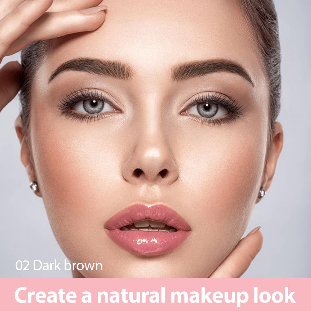 evpct 2Pcs Dark Brown Magic Microblading Dual-Ended Eyebrow Contouring Pen Brow Pencil, with 4 Brush Micro-Fork-Tips Applicator and Precise Brush-Tip, Hair Like Strokes, Dual-ended Eyebrow Brush