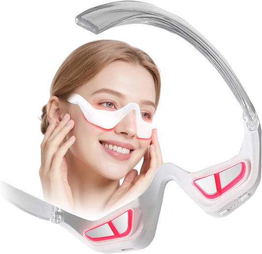 Under Eye Red Light Therapy Glasses, Red Light Therapy for Eyes Eyelift Device with Microcurrent, Under Eyes Red Light Therapy Glasses Treatment Eye Bags Dark Circles Puffiness Wrinkles Fine Lines
