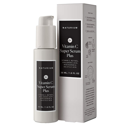Naturium Vitamin C Super Serum Plus, Smoothing Face Care, plus Retinol, Hyaluronic Acid, Niacinamide & Salicylic Acid, 1 oz