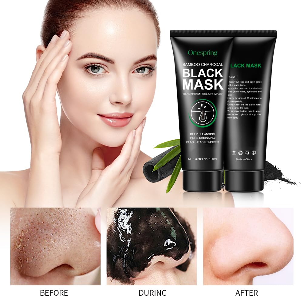 Blackhead Remover Mask, Purifying Charcoal Face Mask for Deep Cleansing Blackheads, Dirt, Pores, Excess Oil, Peel Off Black Mask for Men and Women (3.38 fl. oz)