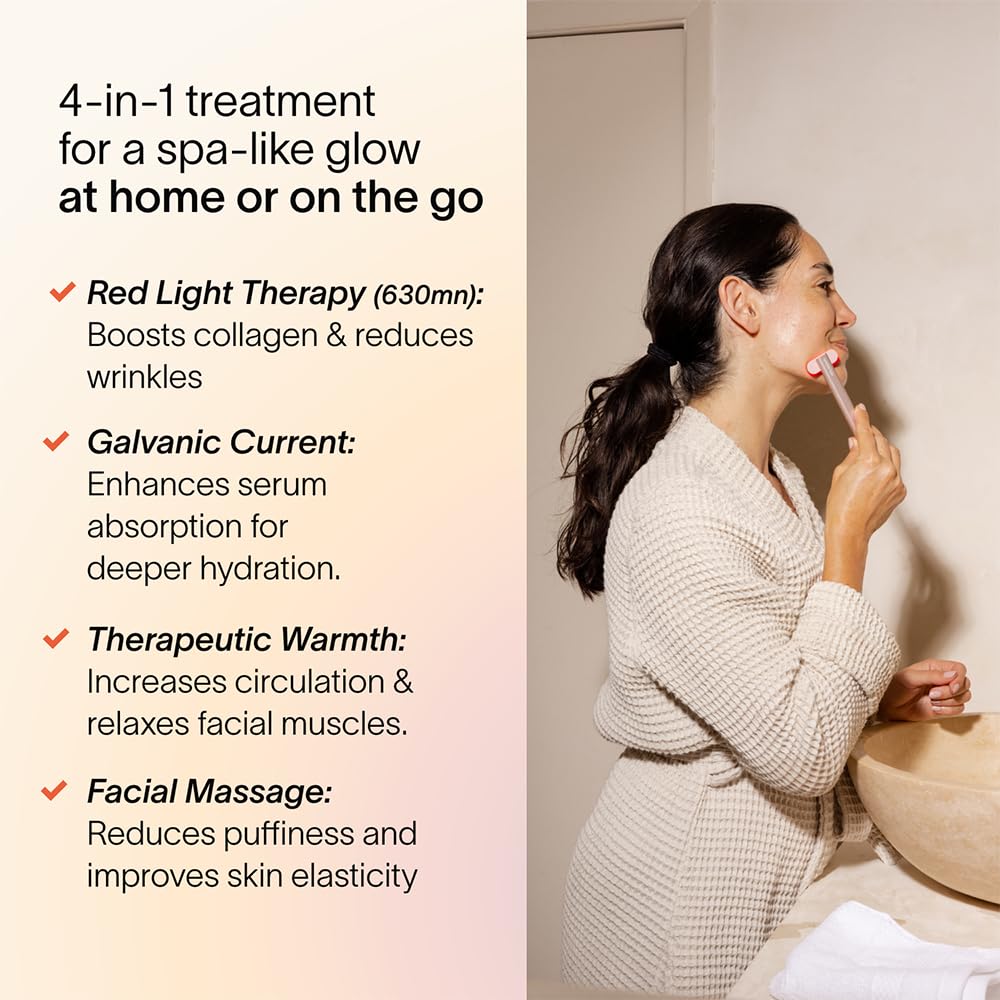 Solawave 4-in-1 Red Light Therapy Wand for Face & Neck | Beauty Device with Galvanic Current, Massager & Warmth | Anti-Aging, Wrinkle Reduction, Skin Tightening, Depuffing & Rejuvenation (Ombre)