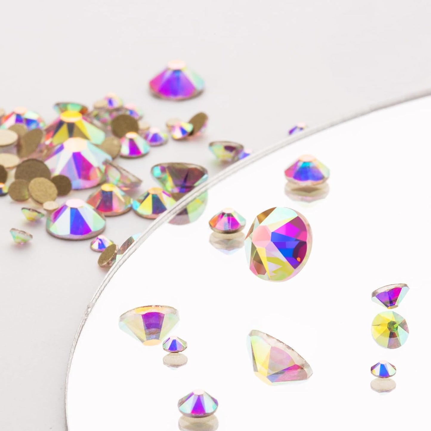 Novani Crystal AB Rhinestones 144pcs Flat Back Round Rhinestone Style 2088 Sparkly Crystal Gemstones for Nail Art and Crafting SS40,8.4-8.7mm