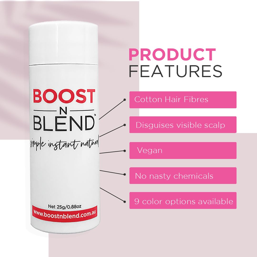 BOOST N BLEND Hair Fibers for Thinning Hair, Cotton Hair Volumizer for Women (25g/0.88oz) - Warm Cinnamon Brown