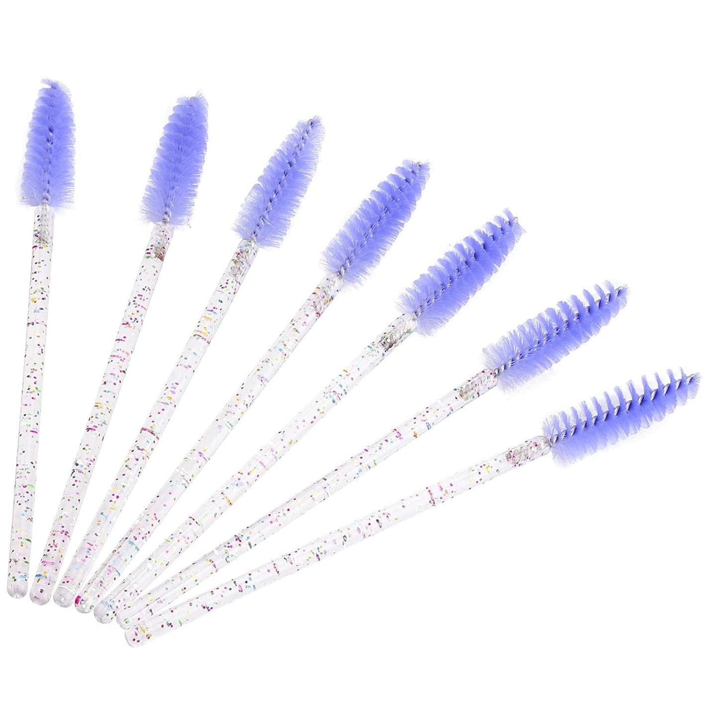 BTYMS 200 Pcs Disposable Mascara Wands Lash Applicator Brush Brow Spoolies for Eyelash Extension with Crystal Handle Purple