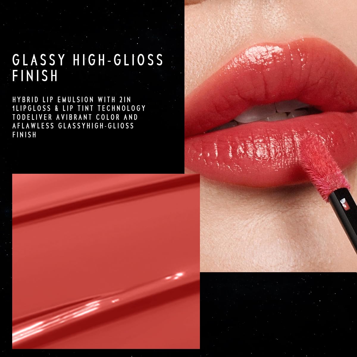 STELLAR DUST LIP STAIN-Long Lasting, Waterproof and Transferproof Lip Tint, Glossy Finish Lip Gloss, Lightweight Lipstick, High Coverage, Vivid Color (11)