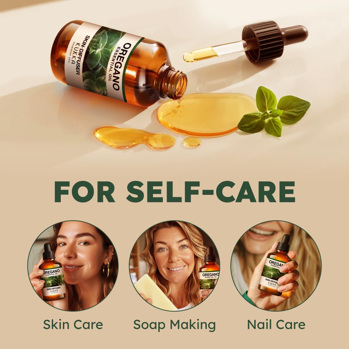 Kukka Oregano Essential Oil for Skin - 4 Fl Oz - Earthy and Herbaceous Scent, Presenst for Women and Mothers, Diffuser, Nails, Candle, DIY Soap Making Scents