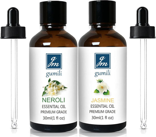 Neroli Essential Oil and Jasmine Essential Oil for Diffuser Perfume Candle Soap Making - 2 Oz, Pack of 2
