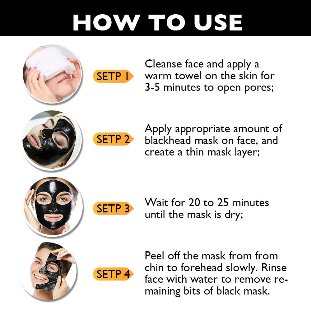 Blackhead Remover Mask, Black Activated Charcoal Face Mask Skincare Peel Off, Blackhead Peel Off Face Mask Blackheads Remover Strip Facial Mask for All Skin Types(2.1 Fl.oz)