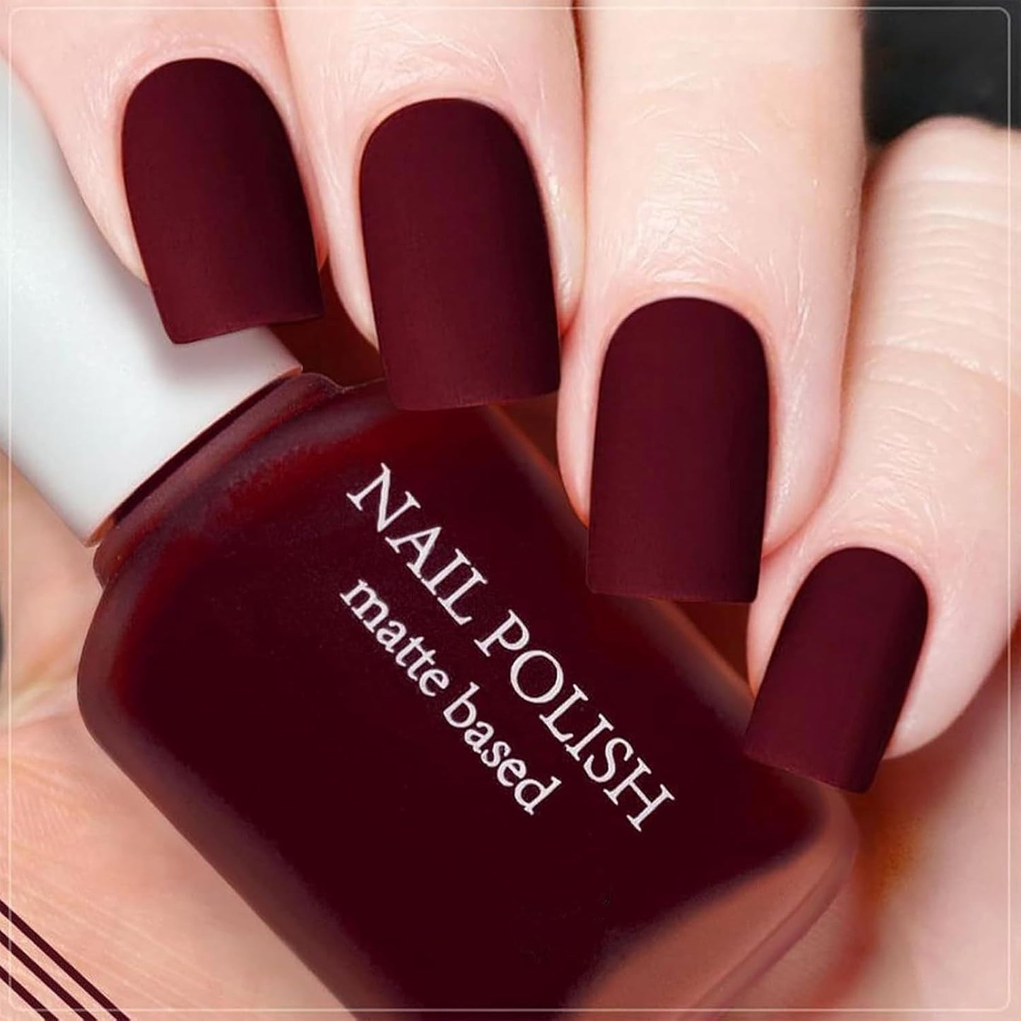 COSMOO 12ml Wine Red Matte Nail Polish, Deep Wine Red Quick Dry Nail Lacquer for Nail Art Varnish, 0.41 fl oz, Hot Pink