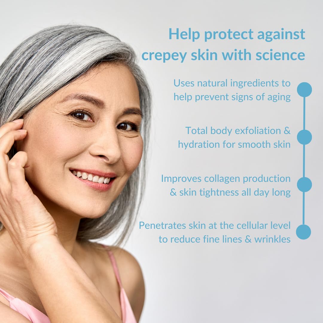 Hygieia + Crepey Skin Full Body Moisturizing & Firming Cream – Tighten & Smooth Crepey Skin - Anti-Aging Moisturizer with Hyaluronic Acid, AHAs & Natural Oils to Rejuvenate, Soften & Hydrate, 8oz