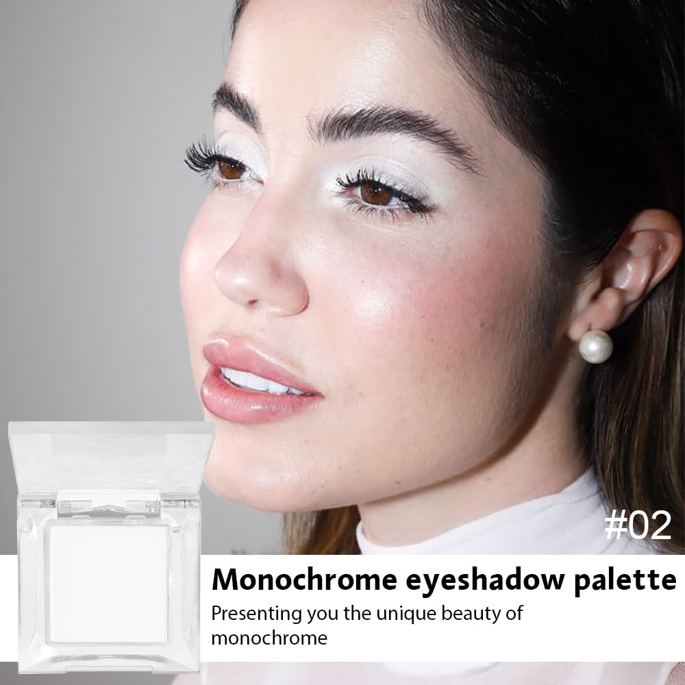 Single Nude White Matte Eyeshadow,Intense Monochrome Eye Shadow,Apply Makeup Easily,Matte Pressed Powder Single Eyeshadow,24 Hour Eye Makeup Longwear Waterproof