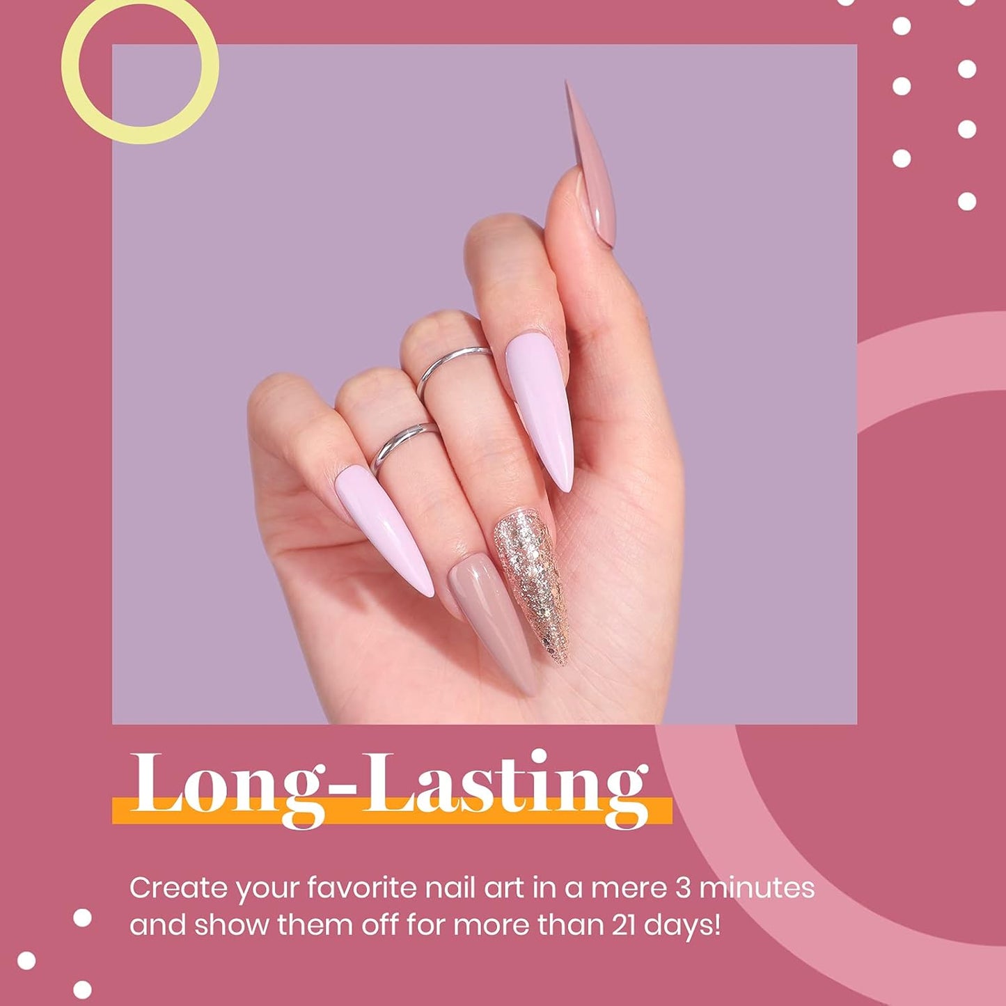 Beetles Purple Gel Nail Polish - 6 Colors Burgundy Red Lilac Glitter Mauve Gel Polish Set Soak Off Uv LED Nail Art Manicure Salon DIY at Home Gifts for Women