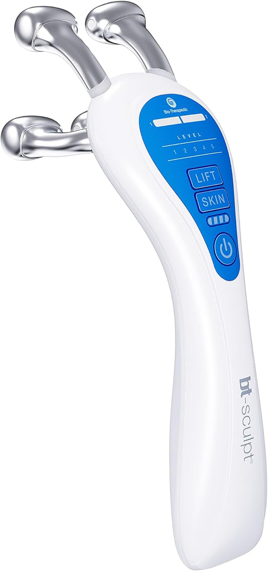 bt-Sculpt microcurrent Facial Lifting, Sculpting, and Firming with Proprietary kinesthetic Lifting for Home use. Includes Free complimentary Full Size Restyfluid
