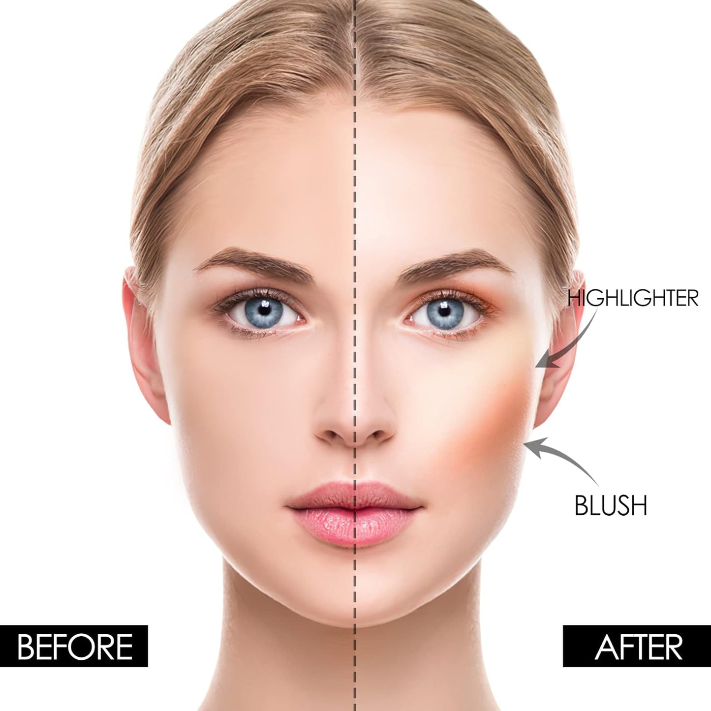 FOCALLURE Blush and Highlighter Palette,3 in 1 Makeup Powder Cruelty-Free Matte Blush,Shimmer Illuminator Highlighters for a Glowing Look,#02