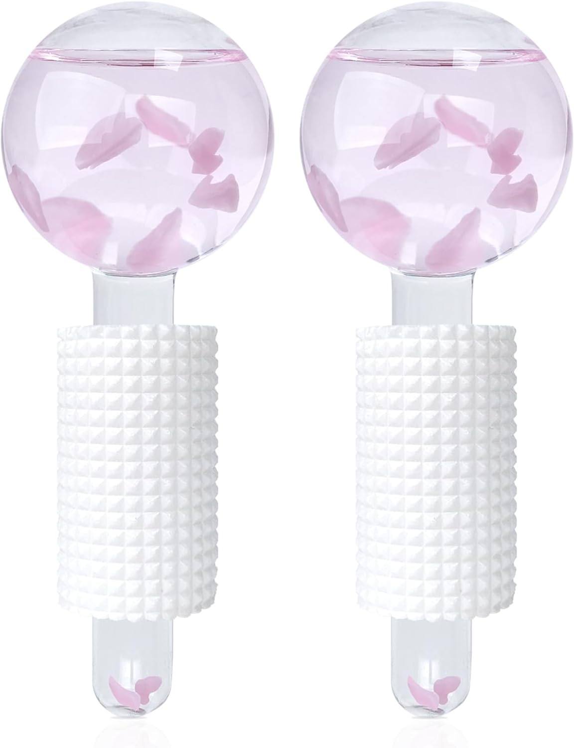 Ice Globes & Ice Roller for Face and Eyes - Facial Massage Tools for Skin Care, Reduce Wrinkles & Puffiness, Cooling Globes & Roller Ball for Glowing Skin 2PCS (Pink)