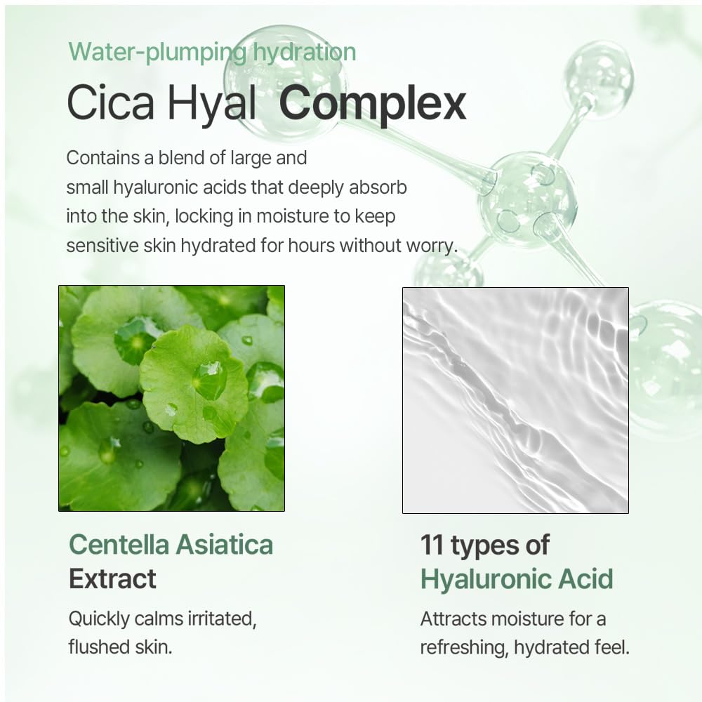 mixsoon Cica Hyal Deep Soothing Cream, 1.69 Fl. Oz / 50ml Lightweight Moisturizer Gel Cream for Sensitive Skin with Centella Asiatica Hyaluronic Acid Ceramide & Panthenol Korea Glass Skin Care