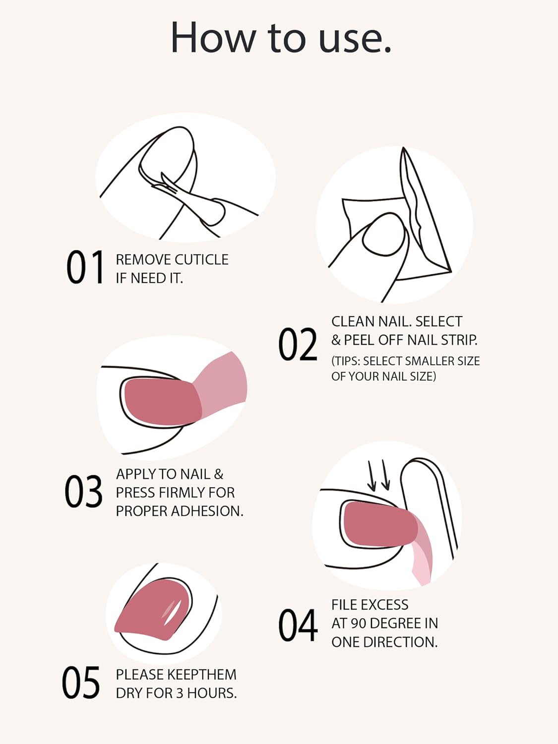 Pre Cured Gel Nail Strips - 44PCS Salon Quality Gel Nail Stickers - Long Lasting Polish Wraps for Women no UV Light Needed Easy Apply& Remove (Beige Nude）