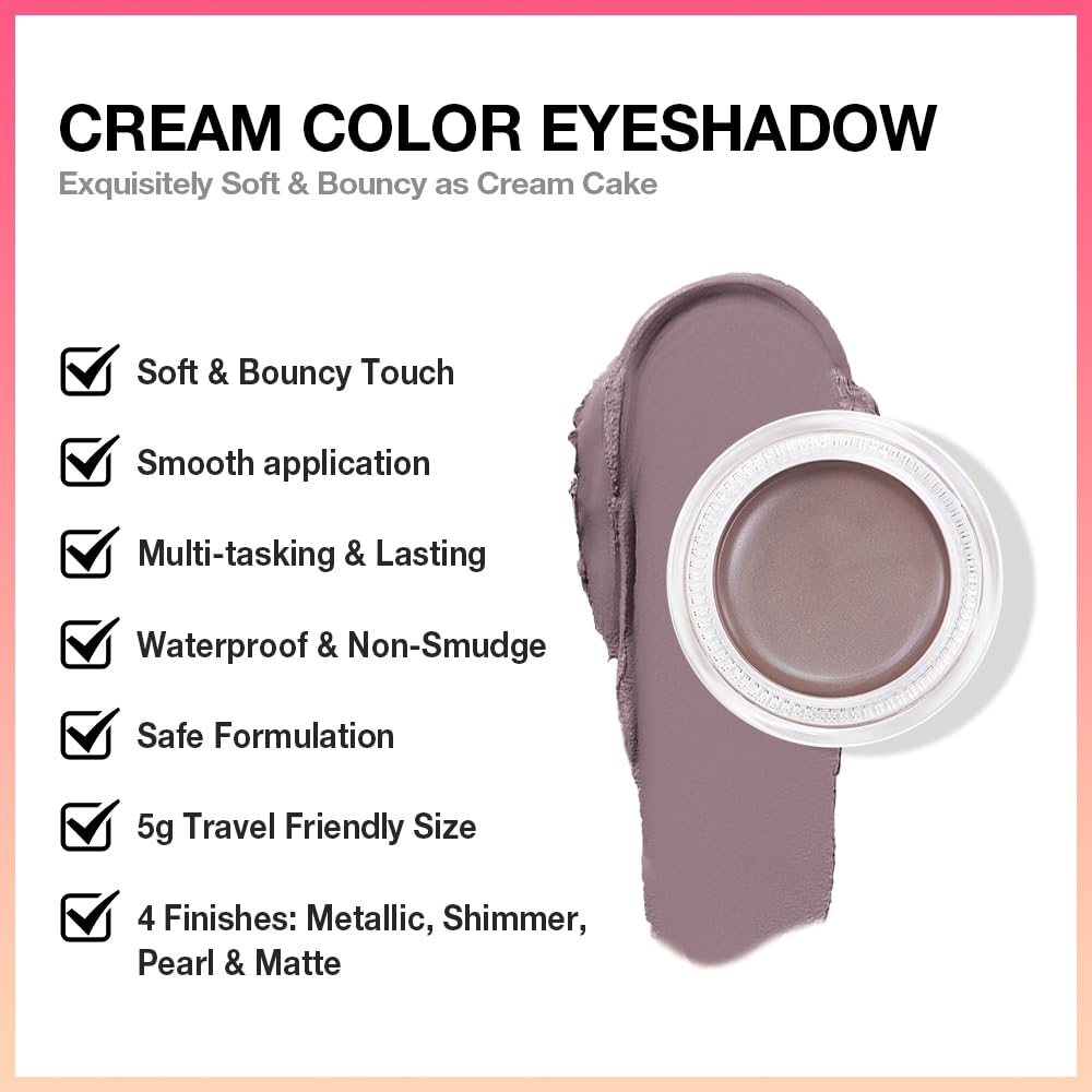 evpct Matte Espresso Coffee Brown Single Cream Eye Shadow Palette Pot Makeup for Older Women, Highly Pigmented Monochrome Cream to Powder Eyeshadow Palette Matte Liquid eyeshadow, Natural Waterproof