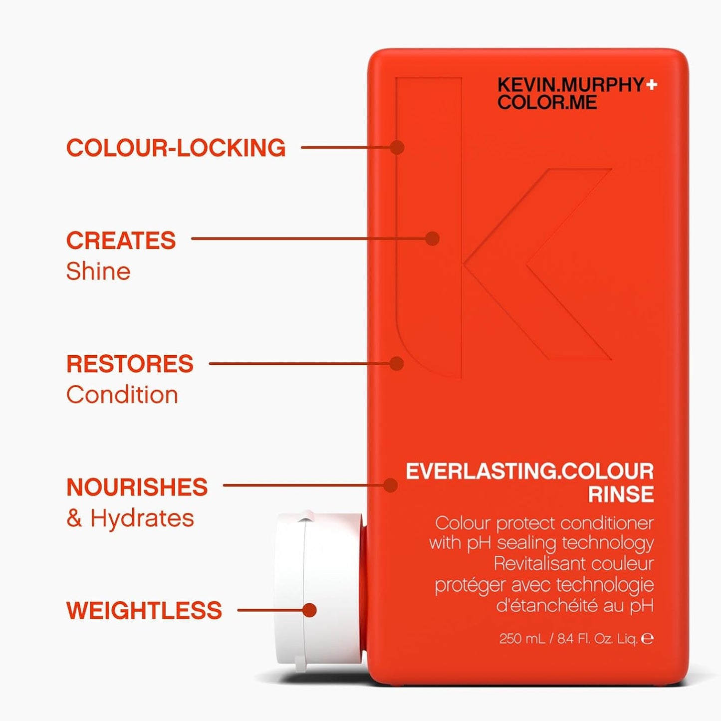 KEVIN.MURPHY EVERLASTING.COLOUR RINSE - Hair Colour Conditioner - Colour Protect Hair Care - pH Balanced Conditioner - Sulphate Free - 250 mL / 8.4 fl oz