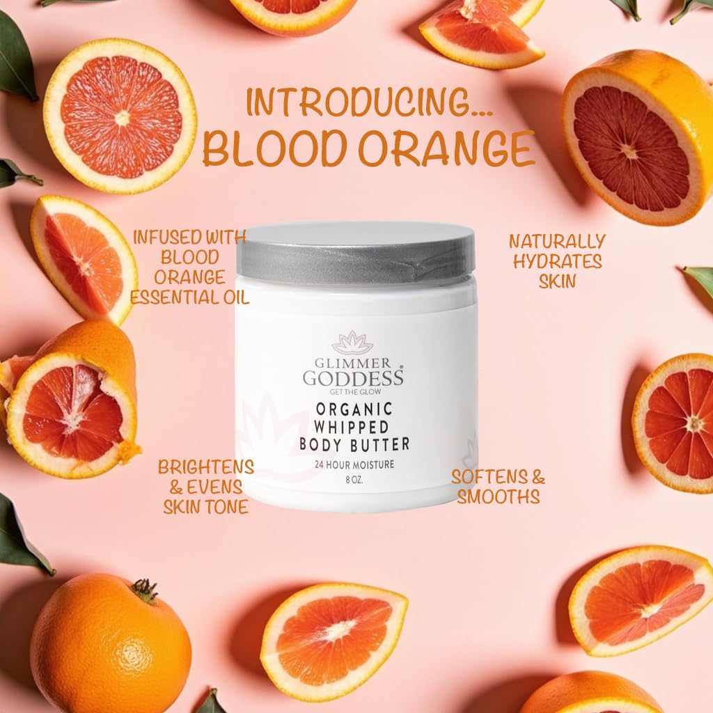 GLIMMER GODDESS Organic Whipped Body Butter (Blood Orange) 8 oz