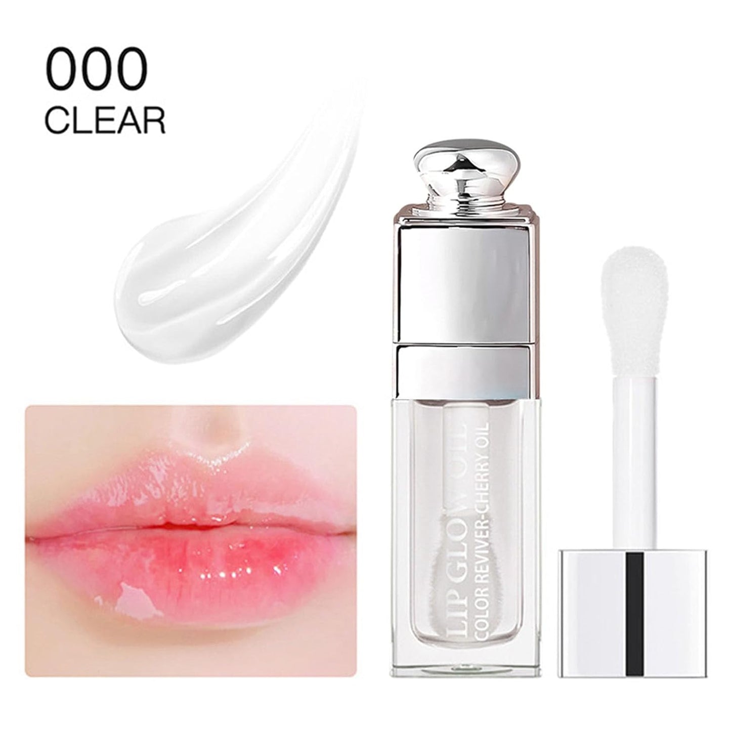 Hydrating Lip Glow Oil-Lip care oil- Lip Oil Tinted for Lip Care and Dry Lips-Prevents Dry Cracked-Non-sticky Big Brush Head-Lip Plumping -Lip Oil gloss tinted-000#CLEAR