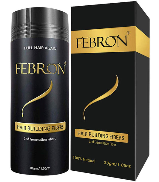 FEBRON Hair Fibers For Thinning Hair DARK BROWN For Women & Men Hair Loss Concealer Hair Powder Volumizing Based 100% Undetectable & Natural - Bald Spots Filler (30 Gram, Dark Brown)