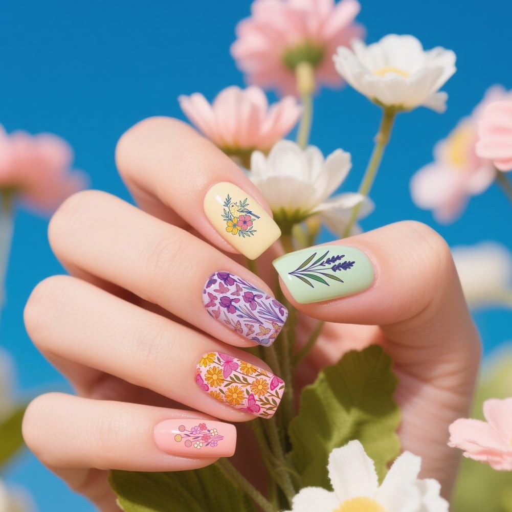 UNICRAFTALE 3Pcs Nail Stamping Plates Nail Stamper Kit with Seal Stamp and Scraper Vintage Garden Flower Dogs Image Stamp Plate Nails Art Tool for DIY Print Manicure Salon Design Gift