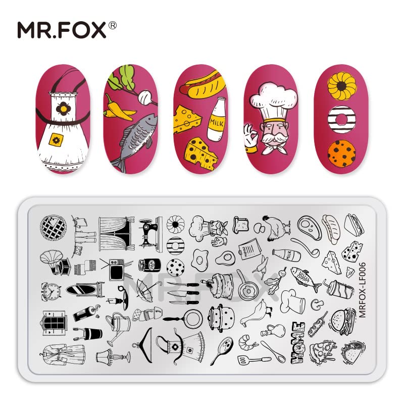 5PCS Nail Stamping Plates, Panda Teddy Bear Butterfly Coffee Pattern Stainless Steel Stencil, DIY Nail Art Template Tools