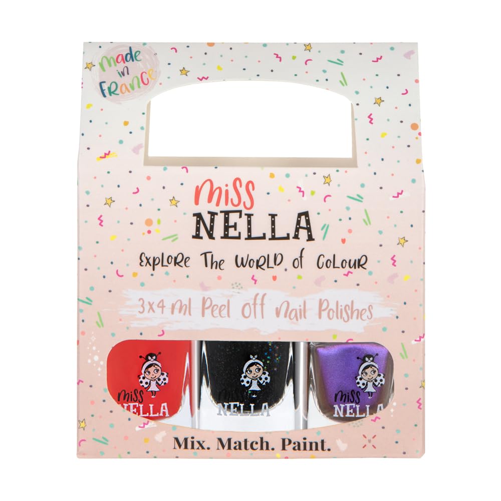 MISS NELLA-Peel Off, Odour Free, Water Base & Safe for kids nail polish pack of 3 (Halloween Pack)