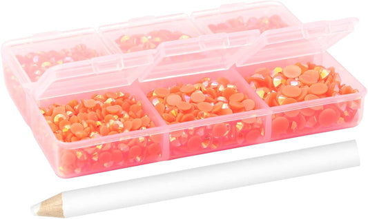 Multi Size 3mm 4mm 5mm Rhinestones Set for Nails Crafts Orange Non Hotfix Rhinestones Nail Gems Rhinestone Jelly AB&Round Flat Back Resin Rhinestone for Makeup Clothes Shoes Eyes Bottles Crafts