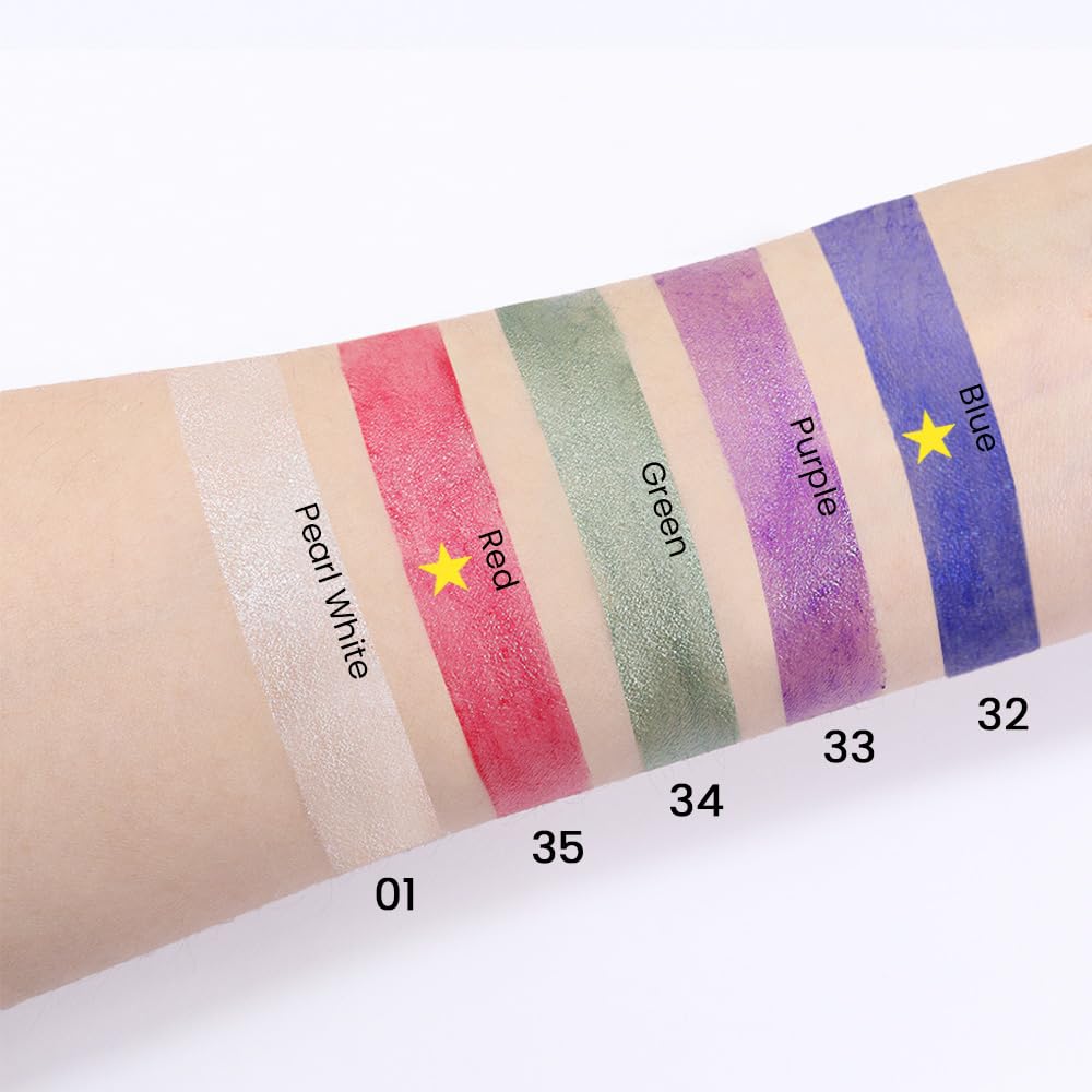 Kaely 2Pcs Cream Eyeshadow Sticks Set for Eyes Waterproof,Blue Shimmer & Red Shimmer Matte Eye shadow Stick Pencil Pen Bulk sombras en crema para ojos 32+35