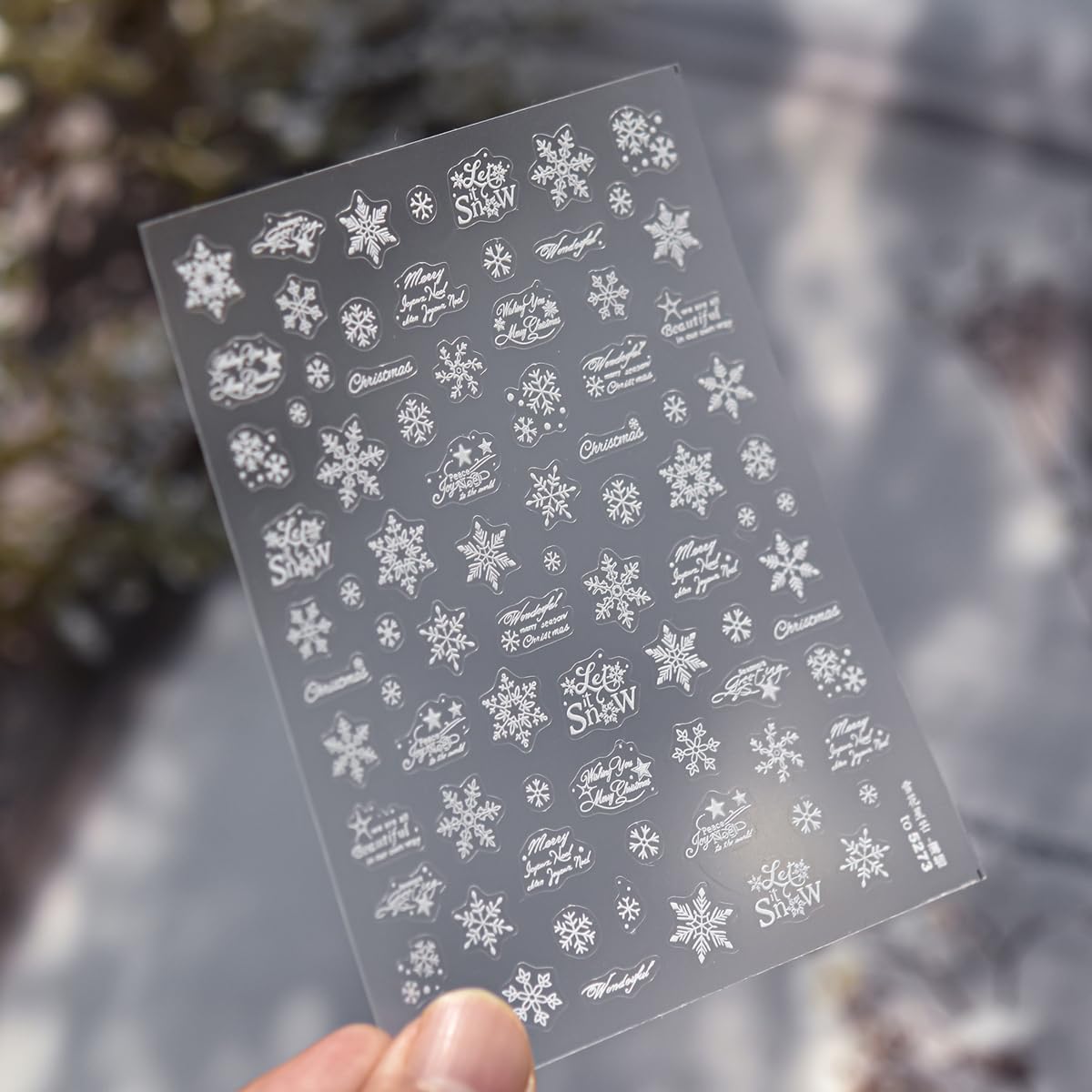 White Snowflake Nail Art Stickers Christmas Nail Decals Decorative Font Nail Stickers 5D Self-Adhesive Winter Theme Nail Art Design Decals DIY Nail Decoration Supplies for Women Girls 1Sheet