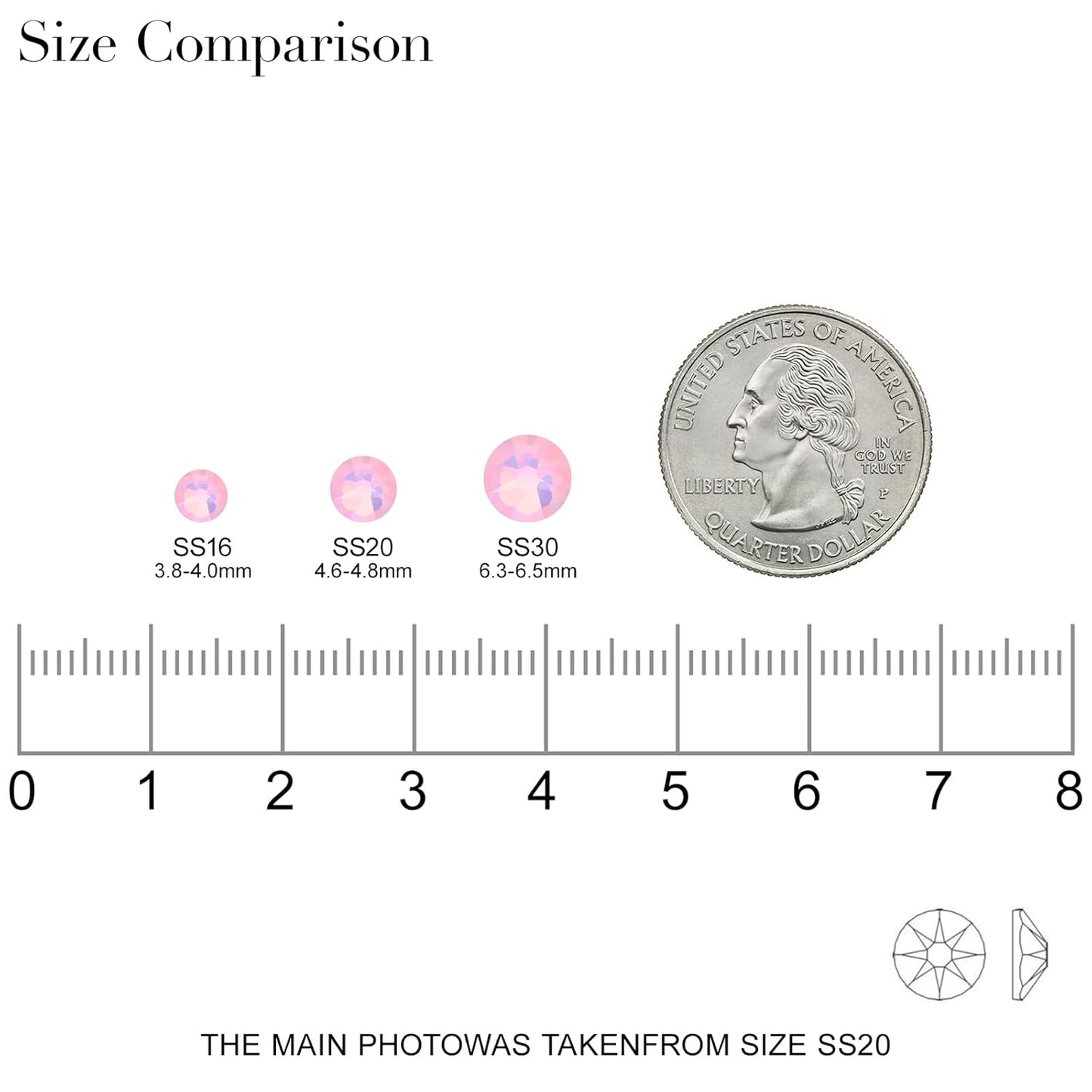 Novani Pink Opal Rhinestones 1440pcs Flat Back Round Rhinestone Style 2088 Sparkly Crystal Gemstones for Nail Art and Crafting SS20,4.6-4.8mm