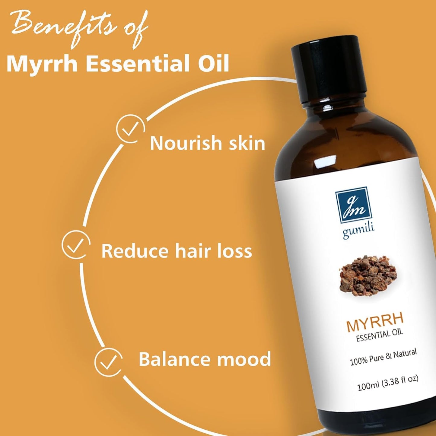 Myrrh Essential Oil, 100% Pure Myrrh Oil for Skin Care, Home Oil Diffuser, Homemade Recipes - 100ml