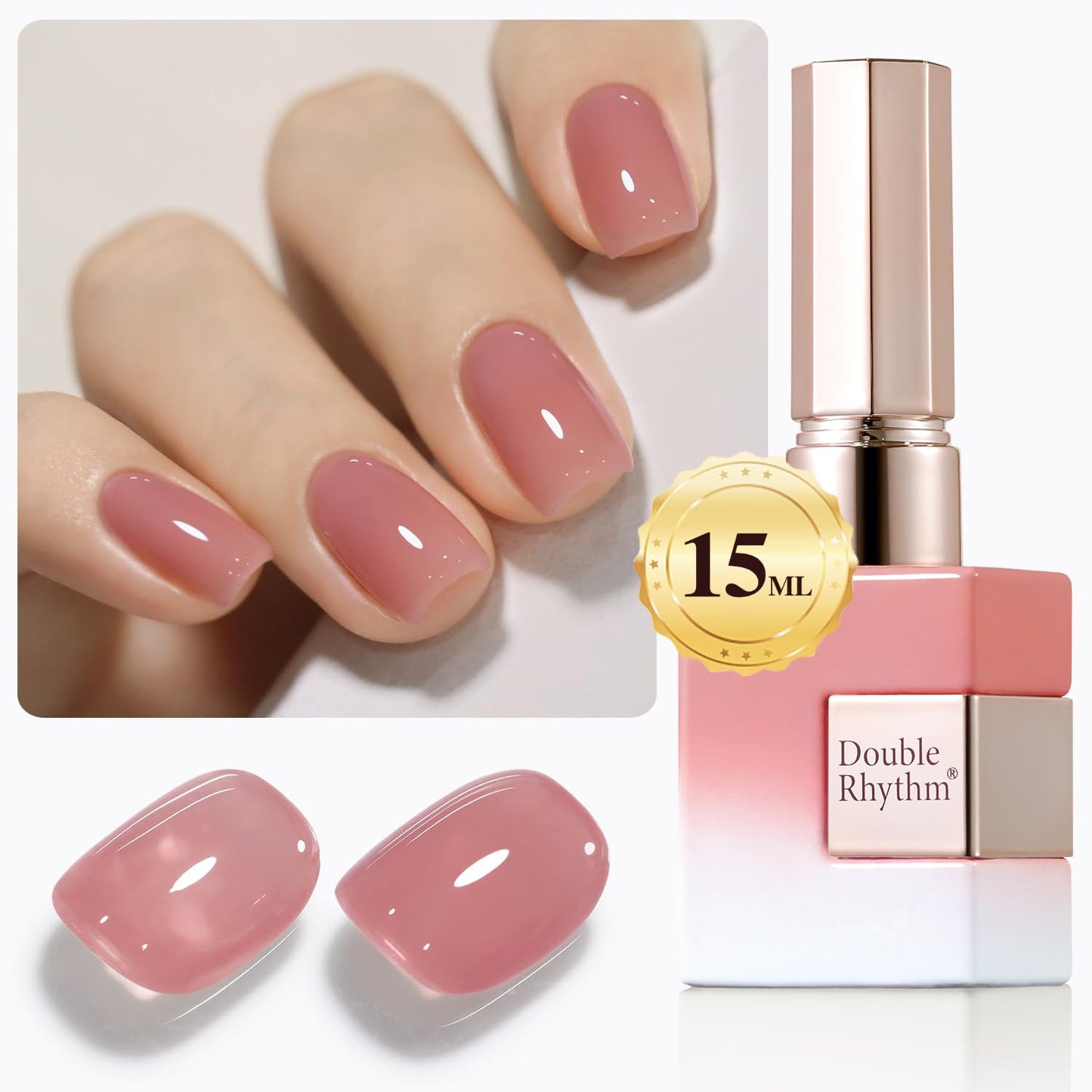 Double Rhythm 0.50 OZ Translucent Gel Polish Same Color Same Bottle Sheer Pastel Neutral Natural Milky 15 ML Jelly UV Nail Art DIY at Home (Jelly Purple Pink-A1512)