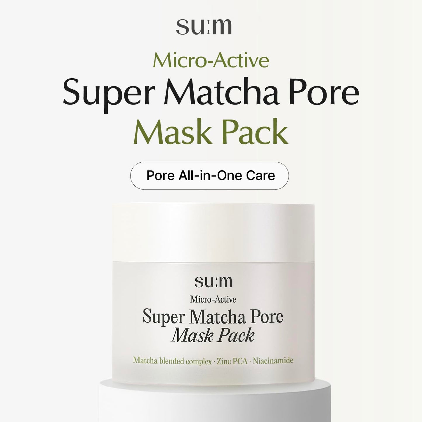 SU:M Micro-Active Super Matcha Pore Mask Pack (3.38fl oz) - Pore refining, oil control, exfoliating mask. with Matcha Blended Complex, Zinc PCA, and Fermented Vitamin B3 for smoother, clearer skin