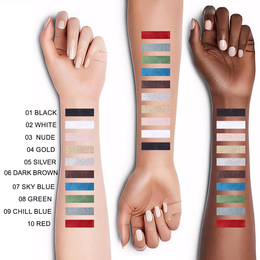 evpct 1Pcs White Color Gel Glitter Eyeliner Pencils Set for Women Waterline Waterproof Smudge Proof lapiz de ojos delineador de ojos contra el agua Eye Liner Makeup,02# White