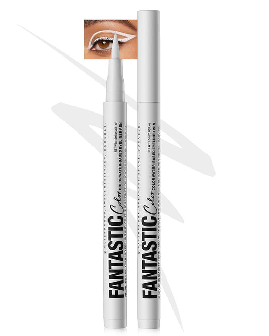 White Matte Liquid Eyeliner Pencil, Colorful High Pigmented Waterline Eye liner Waterproof Pen, Bright Colored Smudgeproof Long Lasting Eyeliner Pen Christmas Party Festival Makeup Gift for Women-01