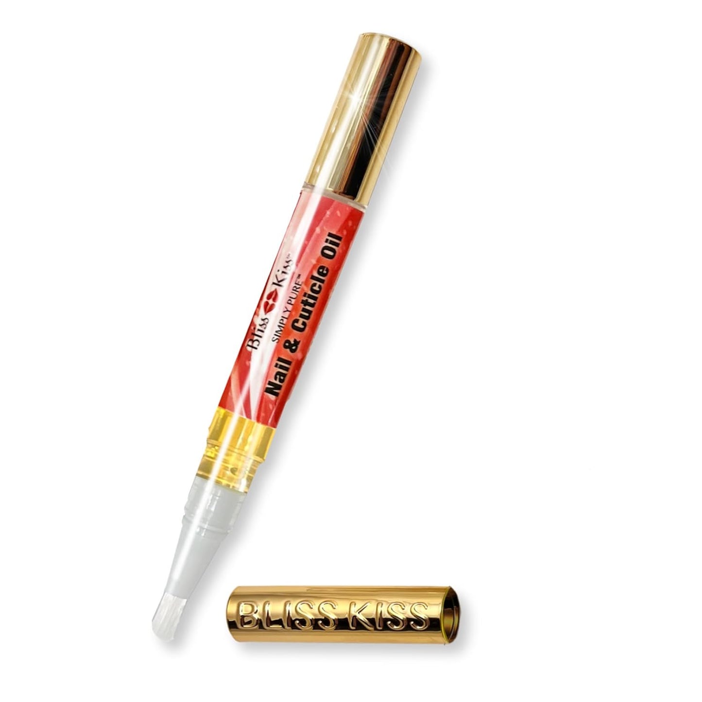 Bliss Kiss | 1 Candy Cane Fragrance | Nail Oil Cuticle Pen w/Vitamin E & Jojoba⏤Nail Strengthener Nail Growth Serum for Brittle Peeling Breaking Thin Nails