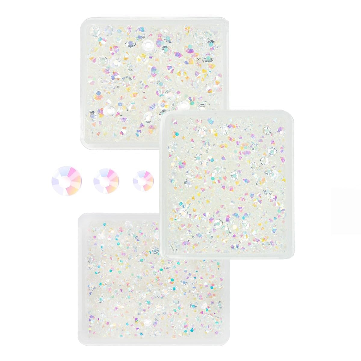 3mm 4mm 5mm Transparent AB Resin Rhinestones for Crafting Clear White AB Flatback Jelly Stones Bulk SS10 SS16 SS20 No-Hotfix Diamonds Gems for Nails Face Eyes Makeup Tumblers Bottles DIY Crafts