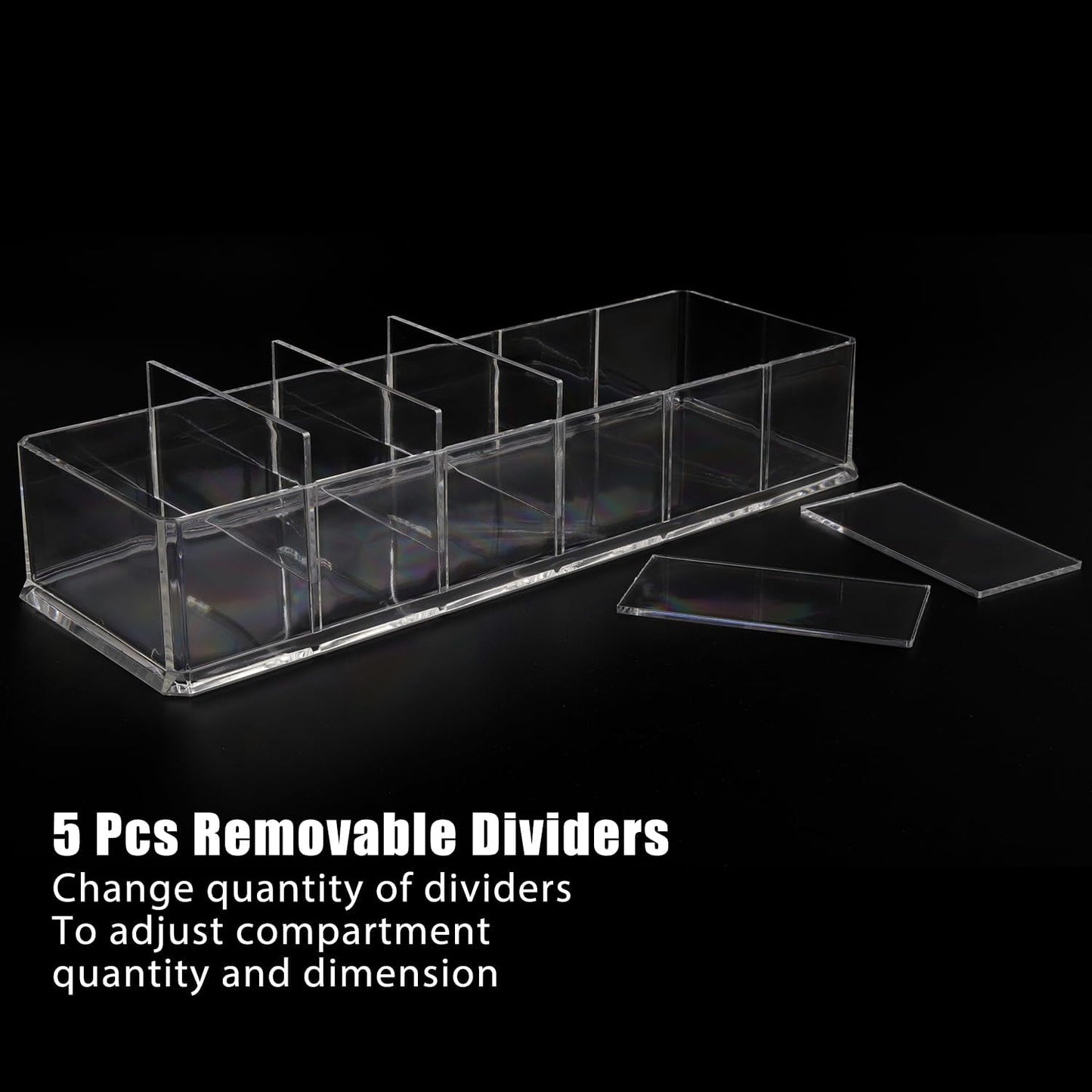 Nsmykhg Makeup Organizer Acrylic Cosmetic Storage Organizer,6 Compartments Acrylic Cosmetic Storage Jewelry Display Boxes, Clear Drawer Organizers Case,4 Pack (10 x 3.5 x 1.9 inches)